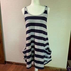 PINK | navy & gray | sweatshirt sleeveless dress | Sz S